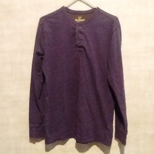 OUTDOOR LIFE PURPLE soft LONG SLEEVE SUEDED HENLEY TEE size S
